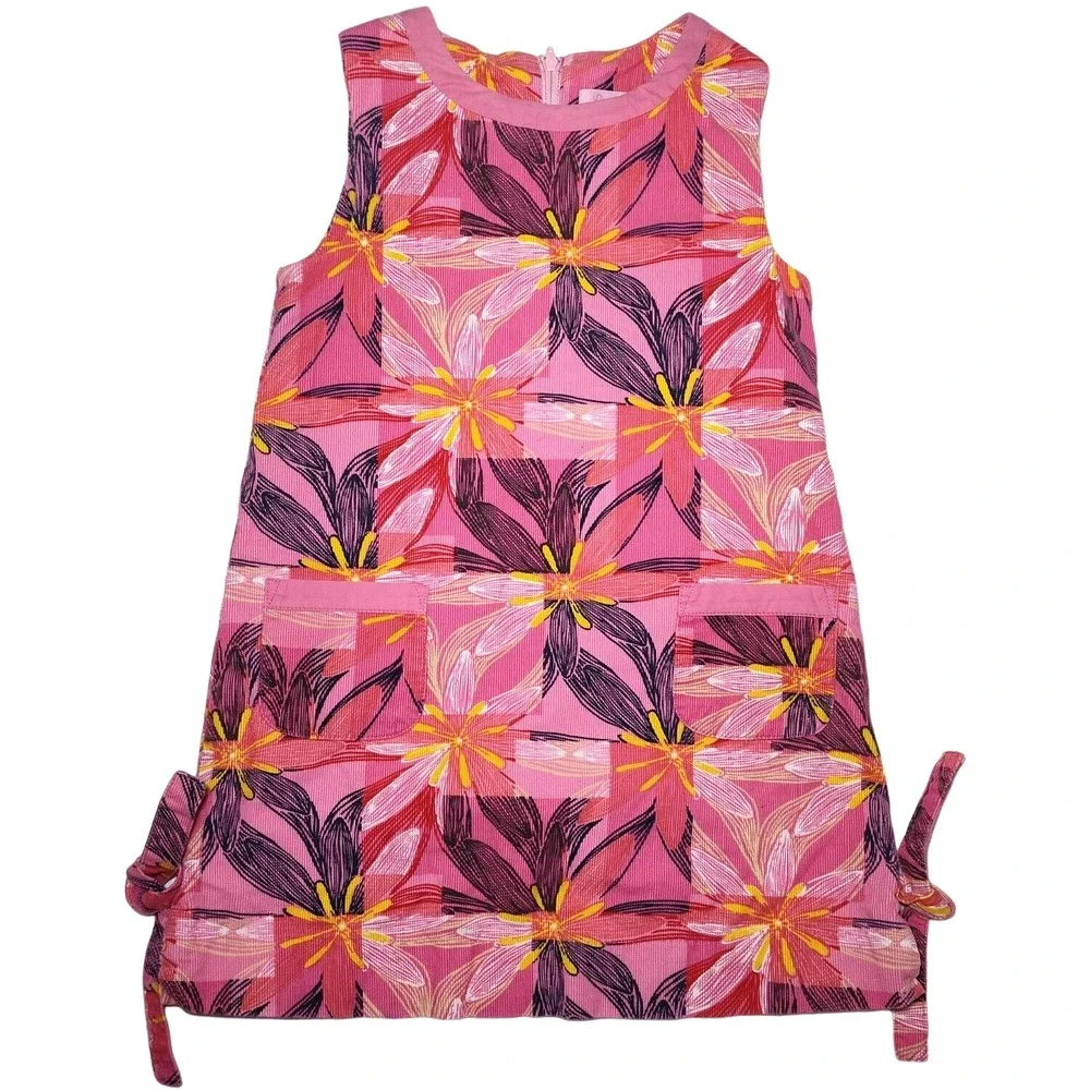 Lilly Pulitzer Girls‎ Sz 5 Shift Dress Corduroy Pink Orange Sleeveless